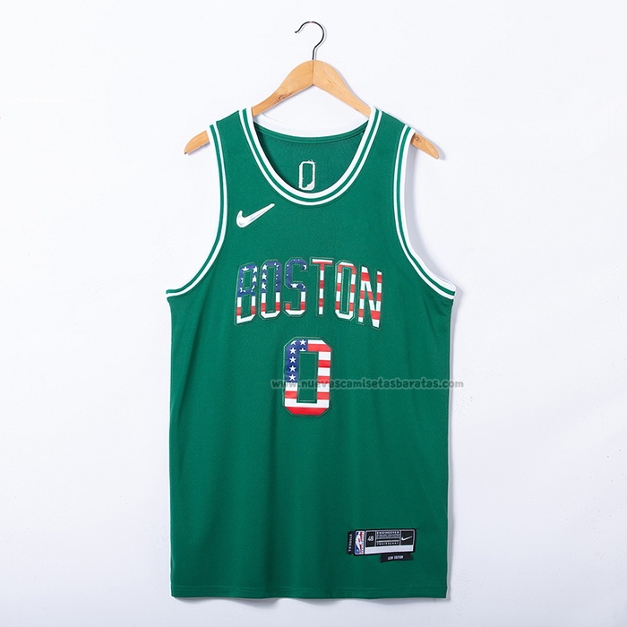 Camiseta Boston Celtics Jayson Tatum NO 0 75th Bandera Edition Verde